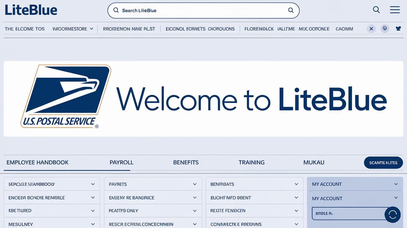 "LiteBlue USPS Employee Portal dashboard interface showcasing employee tools and resources."