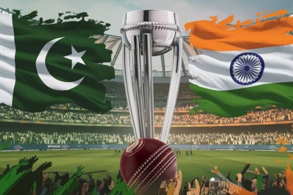 Pakistan vs India cricket match in the 2025 ICC Champions Trophy – a fierce battle of cricketing giants.